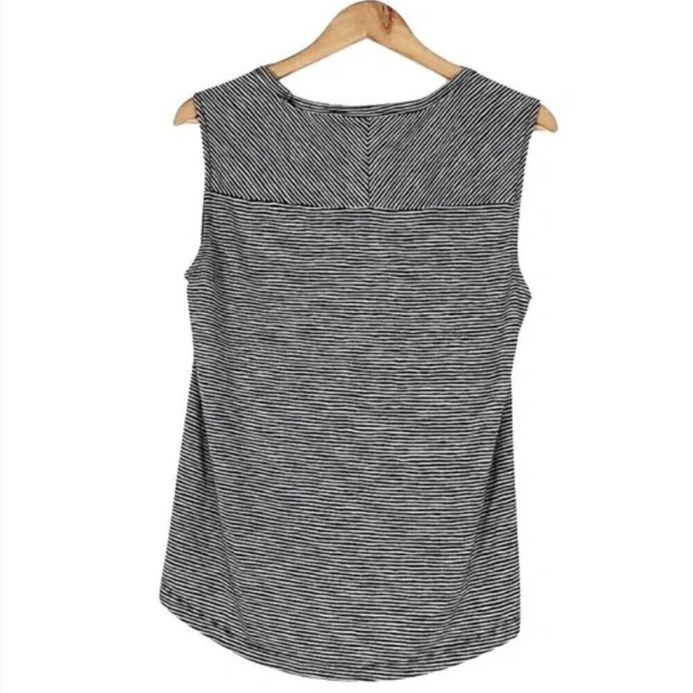 Athleta Breezy Stripe Muscle Tank Stripe Black White XLT - Picture 3 of 6